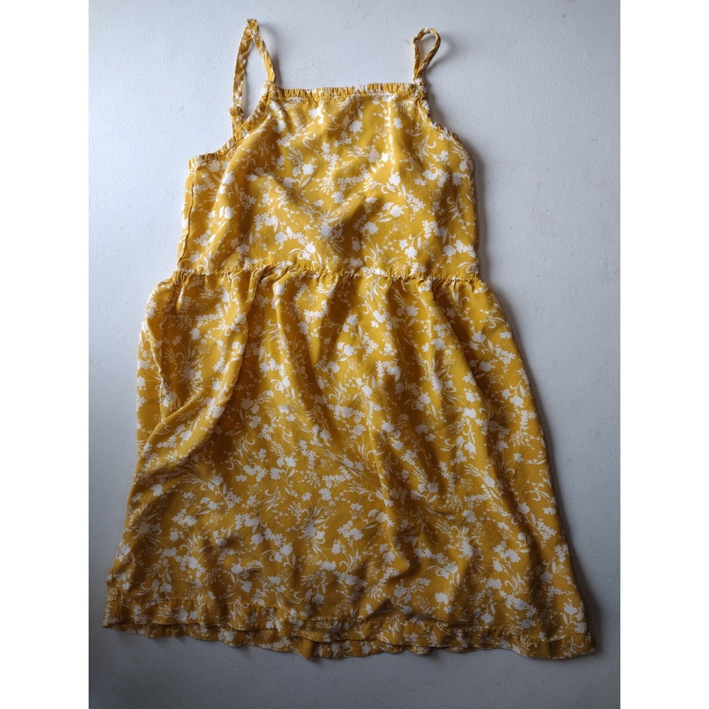 Old Navy Girls Mustard Yellow‎ Floral Smocked Sundress Size L 10-12 Sleeveless